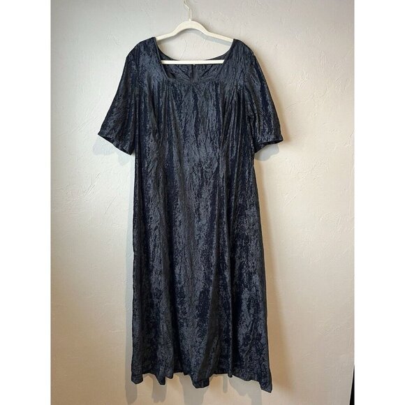 Crushed Velvet Maxi Dress 3X Square Neck Classic Midi Goth Whimisgoth Vampire - Picture 1 of 9